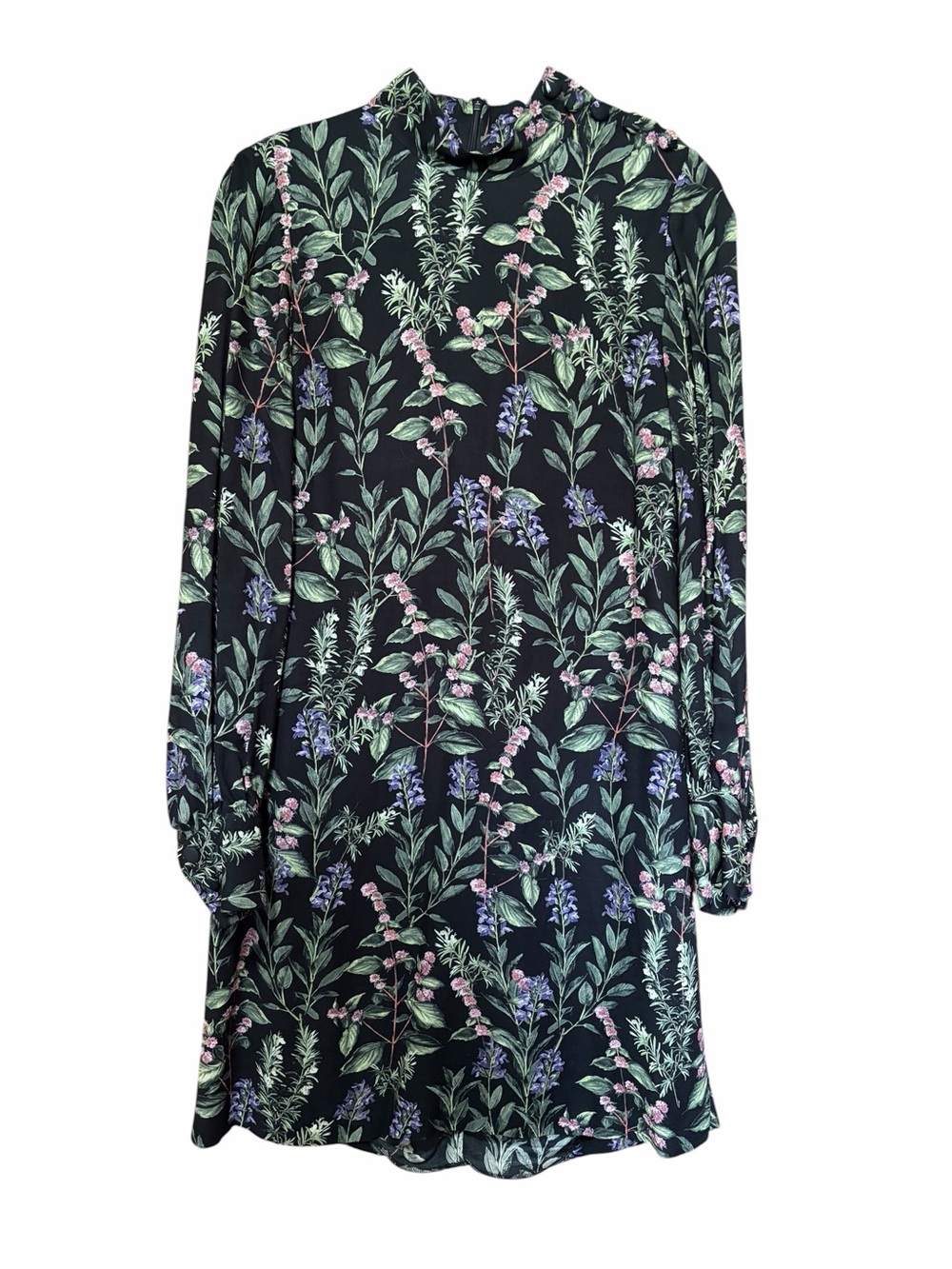 Old World Herb Mock-Neck Long Sleeve Pencil Floral Shift Dress US 4/ Uk 8